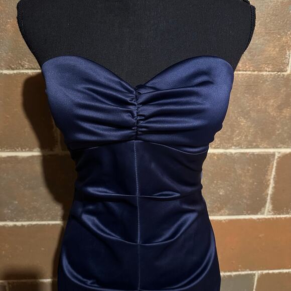 Jump Apparel by Wendye Chaitin Midnight Blue Ruched Strapless Dress 5/6 - Picture 3 of 6